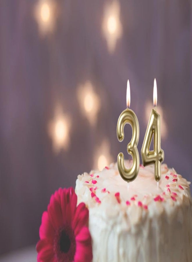 Qj-solar 2.35 Inch Gold 34 & 43 Birthday Candles, Number 34th & 43rd Cake Topper for Men Women Birthday Party Decorations Theme Party - Image 4
